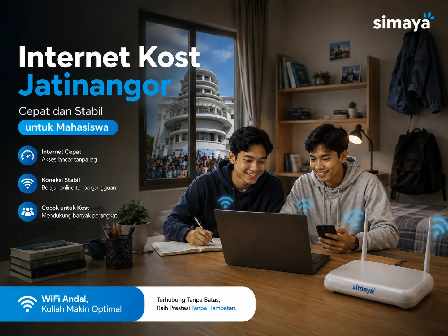 Internet kost Jatinangor Simaya untuk kebutuhan mahasiswa