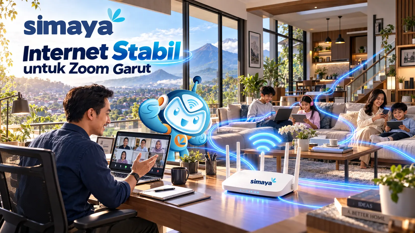 Internet stabil untuk Zoom di Garut menggunakan fiber optik Simaya