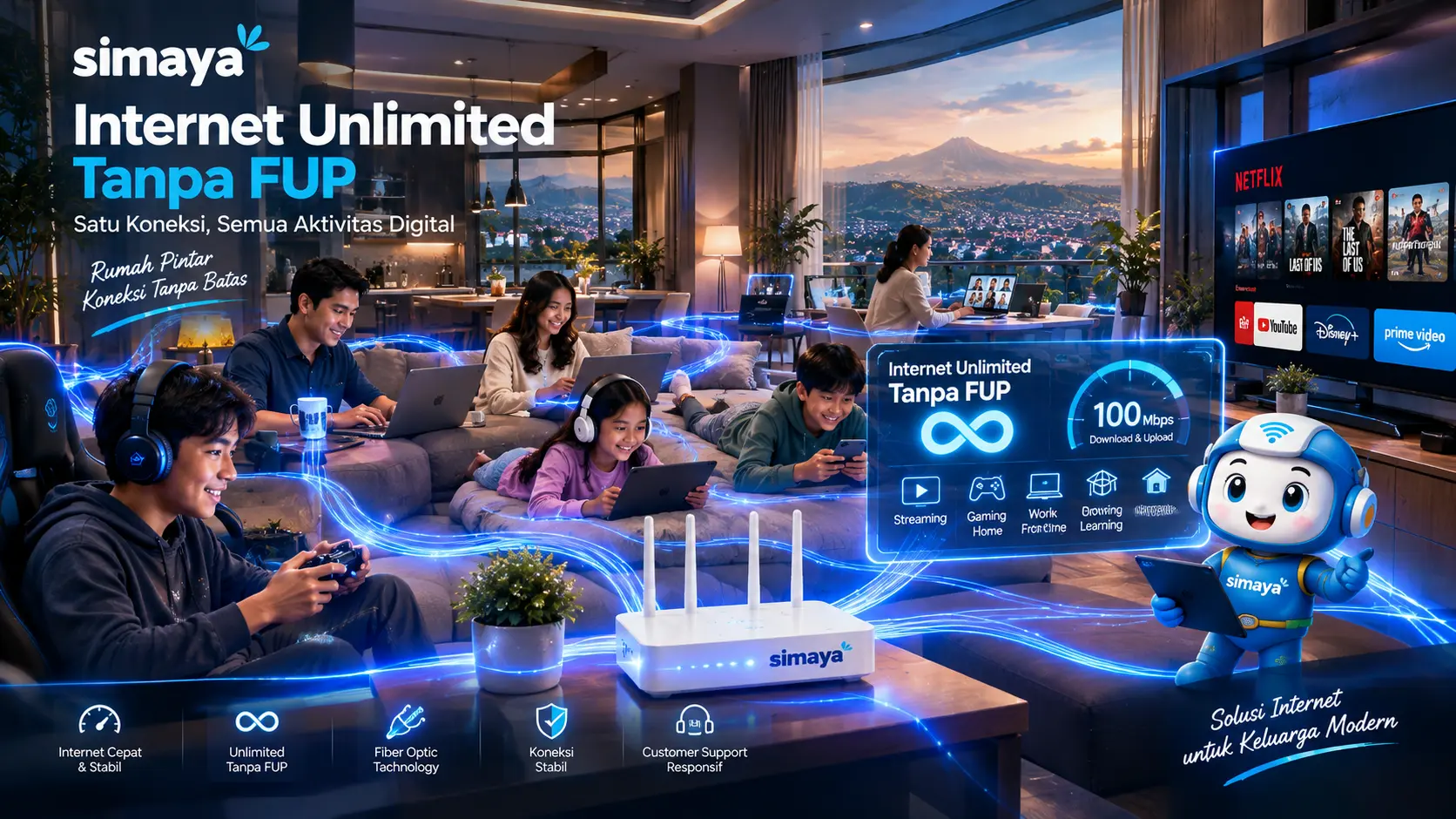 Internet unlimited tanpa FUP Simaya untuk keluarga di Sumedang