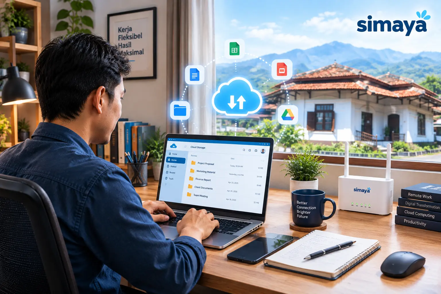 Pekerja WFH Garut mengakses cloud dan mengirim file