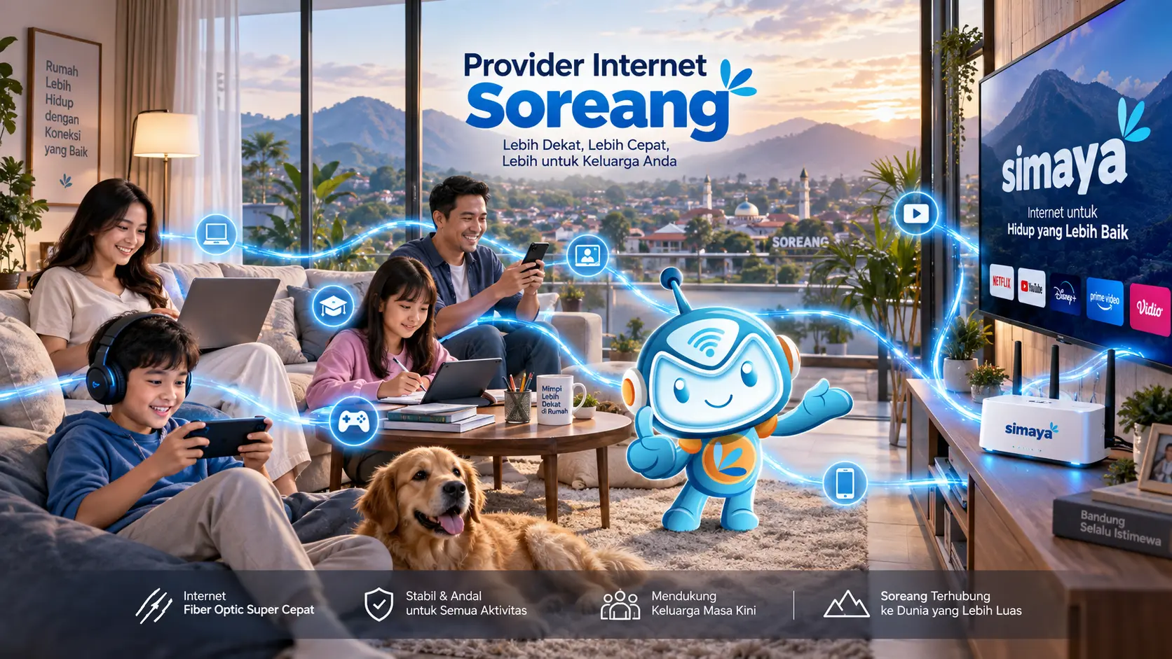 Provider internet Soreang dengan jaringan fiber optik Simaya.