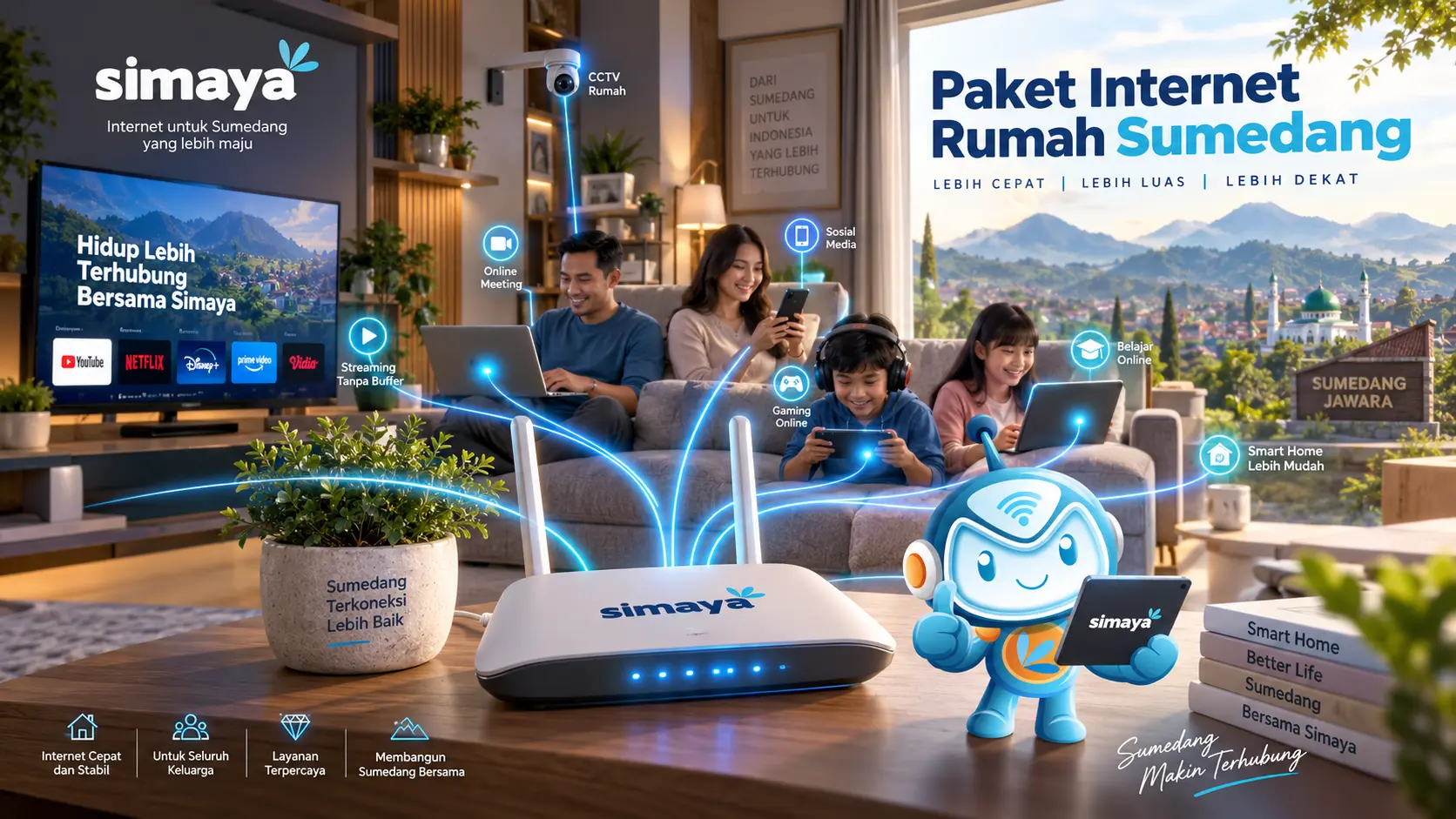 Router Simaya untuk paket internet rumah cepat dan stabil di Sumedang.