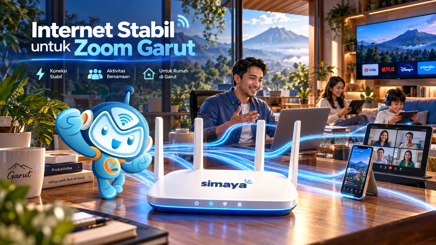 Simaya menyediakan internet fiber optik stabil untuk Zoom di Garut