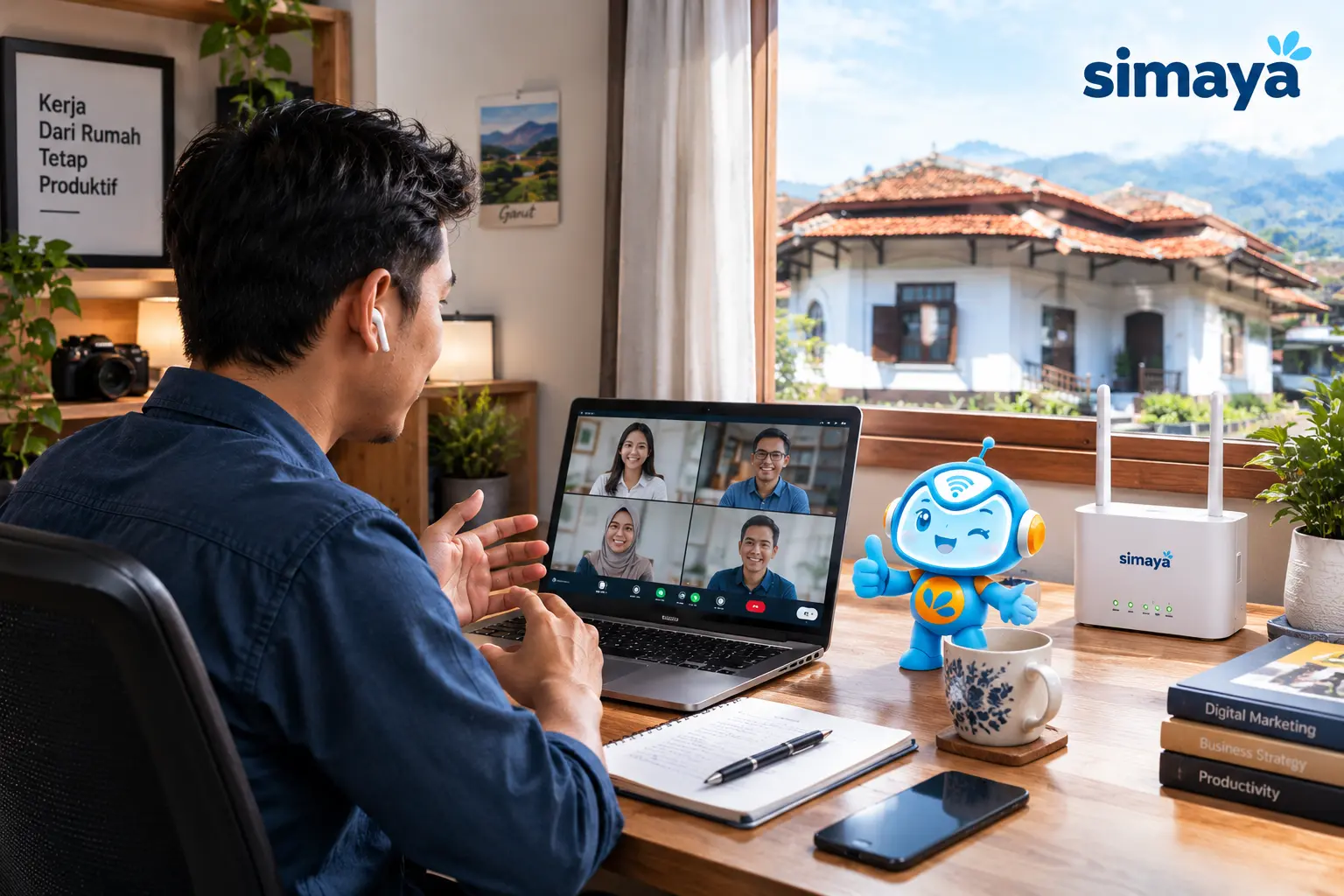 WFH di Garut dengan meeting online menggunakan internet stabil