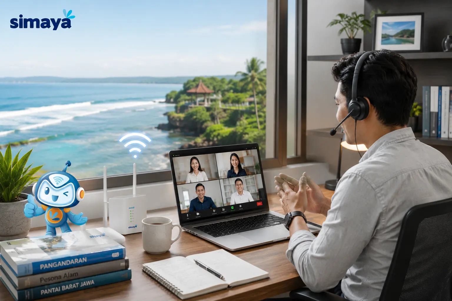WFH menggunakan internet stabil Simaya di Pangandaran