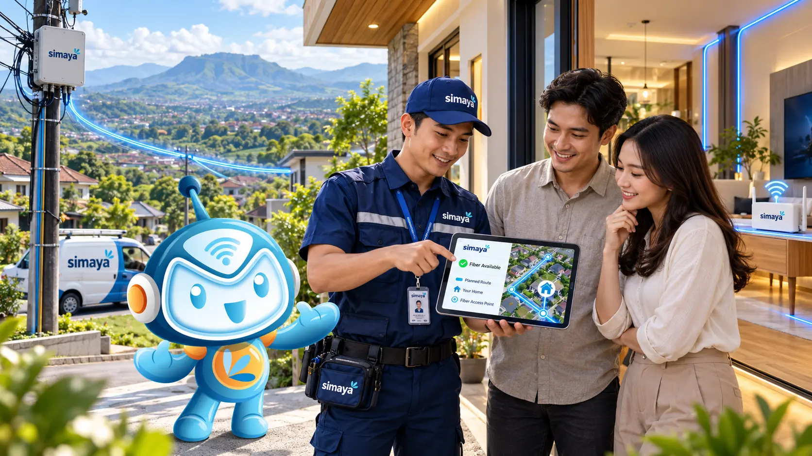 Pengecekan jaringan sebelum pemasangan internet Simaya di Sumedang